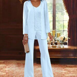 Beach Wedding Pantsuit 3 Piece Mother of the Bride Formal